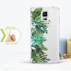 Kişiye Özel Samsung Galaxy Note 4 İnce Şeffaf Silikon Telefon Kapağı (Yaprak Temalı-10)