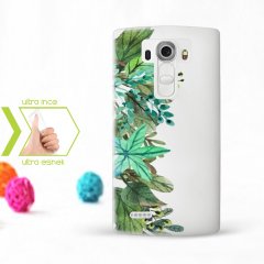Kişiye Özel LG G4 İnce Şeffaf Silikon Telefon Kapağı (Yaprak Temalı-10)