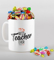 Kişiye Özel En İyi Öğretmen Kupa ve Haribo Şeker Hediye Seti-13