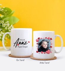 Kişiye Özel Fotoğraflı Gerçek Aşk Anne Tasarımlı Beyaz Kupa Bardak-1