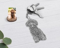 Kişiye Özel Tam Boy Karakalem Köpek Karikatürlü Şeffaf Pleksi Anahtarlık-1