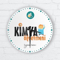Kişiye Özel Kimya Öğretmeni Cam Duvar Saati