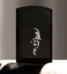 Kişiye Özel Atatürk Silüet Siyah Metal Çakmak - 1