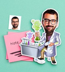 Kişiye Özel Bay Kimya Mühendisi Karikatürlü Ahşap Magnet-1