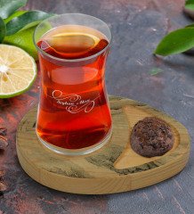 Kişiye Özel Mermer Tasarımlı Doğal Ahşap Tabaklı Heybeli Çay Bardağı Sunum Seti Model 15