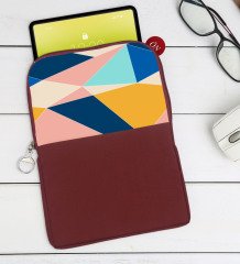 BK Gift Modern Art Tasarımlı Taşınabilir Koruyucu Tablet Kılıfı & Organizer Çanta - Bordo-2
