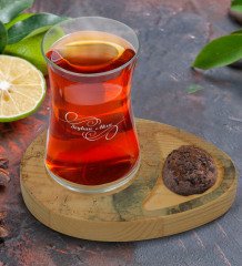 Kişiye Özel Mermer Tasarımlı Doğal Ahşap Tabaklı Heybeli Çay Bardağı Sunum Seti Model 18