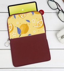 BK Gift Limon Tasarımlı Taşınabilir Koruyucu Tablet Kılıfı & Organizer Çanta - Bordo-1