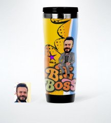 Kişiye Özel Bay Big Boss Karikatürlü Çelik Termos Bardak - 4