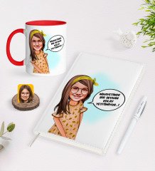 BK Gift Kişiye Özel Kız Çocuk Kolay Yetişmiyor Karikatürlü 2023 Ajanda Kalem ve Kırmızı Kupa Seti-2