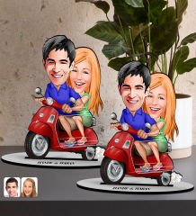 BK Gift Kişiye Özel Sevgililer Karikatürlü 2âli Ahşap Biblo Seti-10