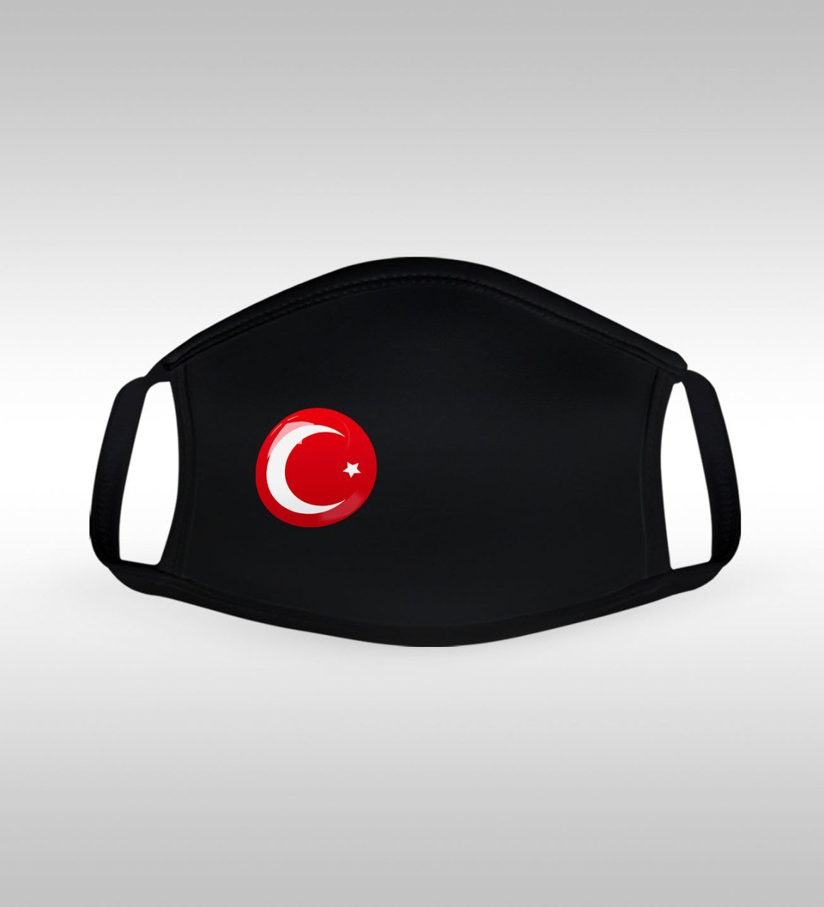 turk bayrakli yikanabilir siyah maske 1