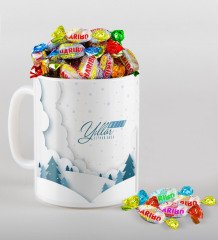 Kişiye Özel Yılbaşı Mutlu Yıllar Beyaz Kupa ve Haribo Şeker Hediye Seti-26