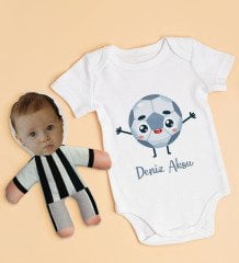 BK Kids Kişiye Özel Fotoğraflı Bebek Yastık ve Bebek Body Zıbın Hediye Seti - Model 3.1