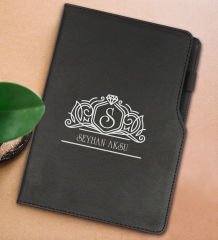 BK Gift Kişiye Özel İsimli Siyah Termo Deri Not Defteri 15x21cm-13