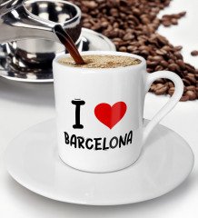 BK Gift I Love Barcelona Tasarımlı Türk Kahvesi Fincanı - Model 1