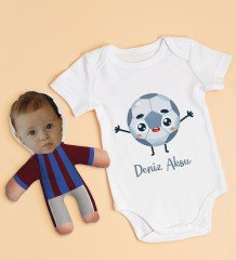 BK Kids Kişiye Özel Fotoğraflı Bebek Yastık ve Bebek Body Zıbın Hediye Seti - Model 5.1