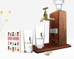Kişiye Özel Renkli Baskılı Atatürk Temalı İkili Rakı Bardağı Ahşap Rakı Standı ve Cep Kitabı Hediye Seti-21