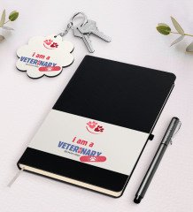 Kişiye Özel Veteriner Hekim Siyah Defter Kalem Ve Anahtarlık Hediye Seti-1