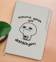 BK Gift Dardayım Tasarımlı Beyaz Termo Deri Not Defteri 15x21cm-1