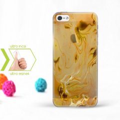 Kişiye Özel Iphone 5 - 5S İnce Şeffaf Silikon Telefon Kapağı (Mermer Temalı-5)