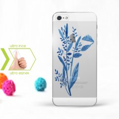 Kişiye Özel Iphone 5 - 5S İnce Şeffaf Silikon Telefon Kapağı (Yaprak Temalı-2)
