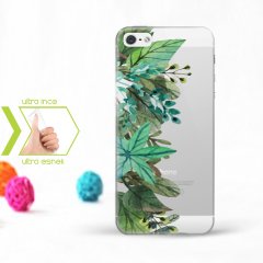 Kişiye Özel Iphone 5 - 5S İnce Şeffaf Silikon Telefon Kapağı (Yaprak Temalı-10)