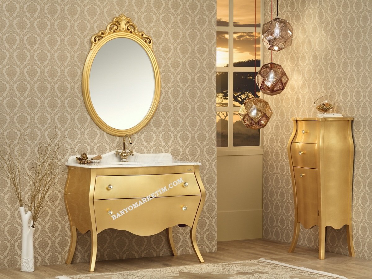 Orka Prestige 110 Banyo Dolabi Boy Dolabi 45 Altin Varak