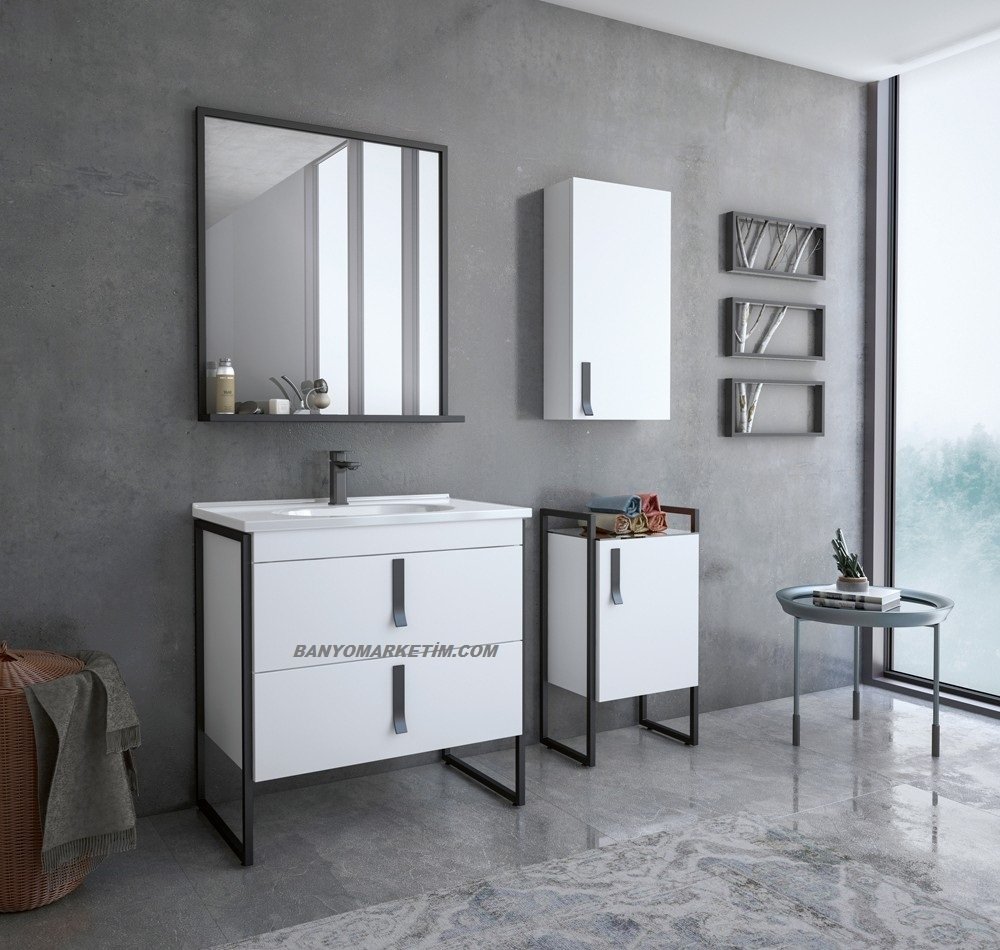 Orka Modena 80 Banyo Dolabi Alt 44 Ve Ust 40 Yan Boy Dolaplari