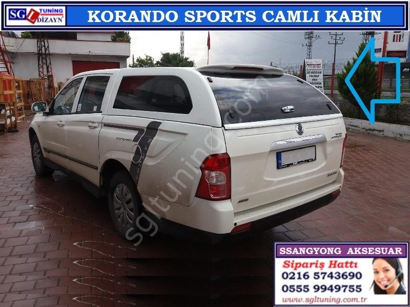 sgl13 1 korando sports uzun sase camli kabin beyaz korando sports aksesuarlari