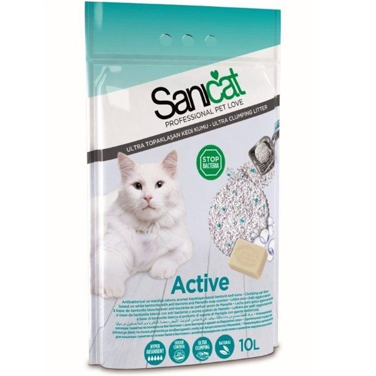 SaniCat Aktif Dezanfektan Doğal Kedi Kumu 10 Lt Petza