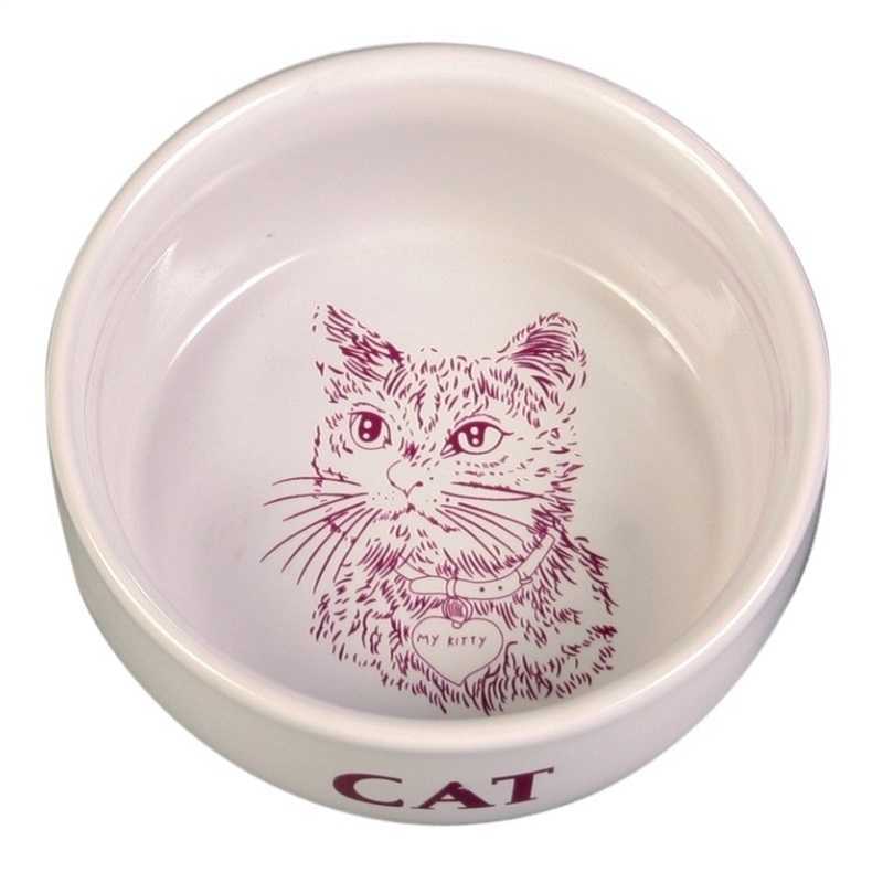Trixie Kedi Porselen Mama ve Su Kabı 0,3lt/11cm Beyaz Petza
