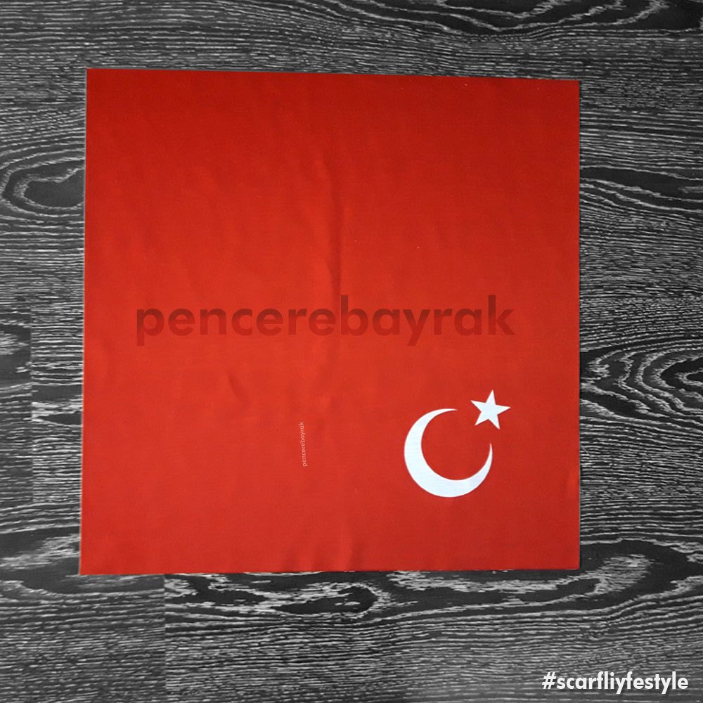 ay yildizli bayan fular ozel kumas 75x75 cm