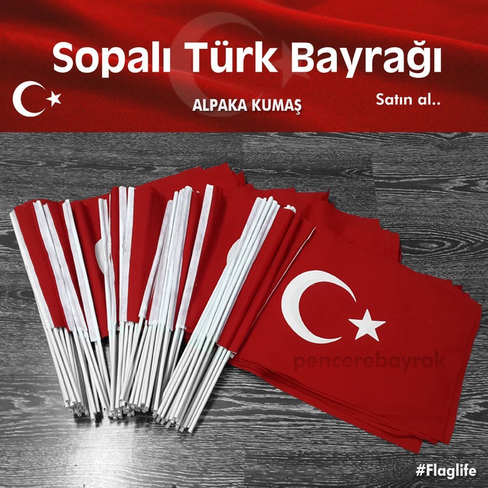70x105 cm Alpaka - Türk Bayrağı İmalatı 11.5 tl Sopalı ...