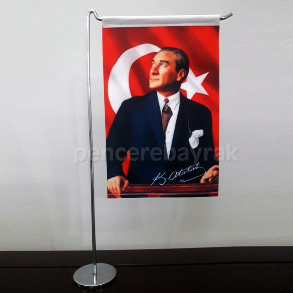 Masa Üstü Atatürk Türk Bayrağı | Tek Direkli L Tipi | ATA 01 137,50 TL