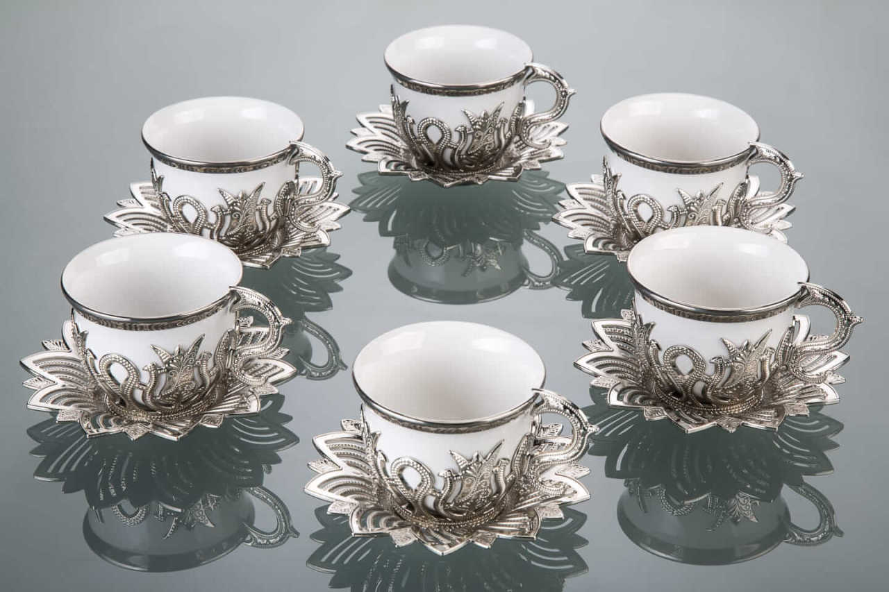 Otantik Gümüş 6�lı Kahve Fincanı Set